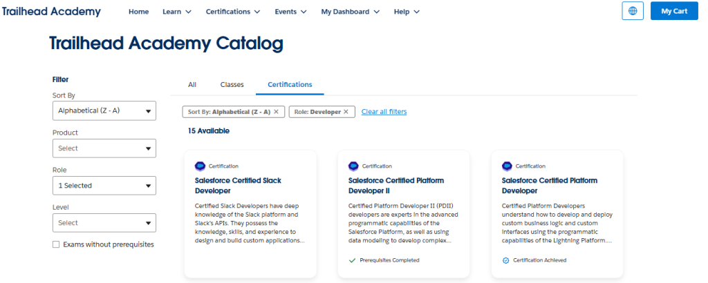 Trailhead Academy Catalog
